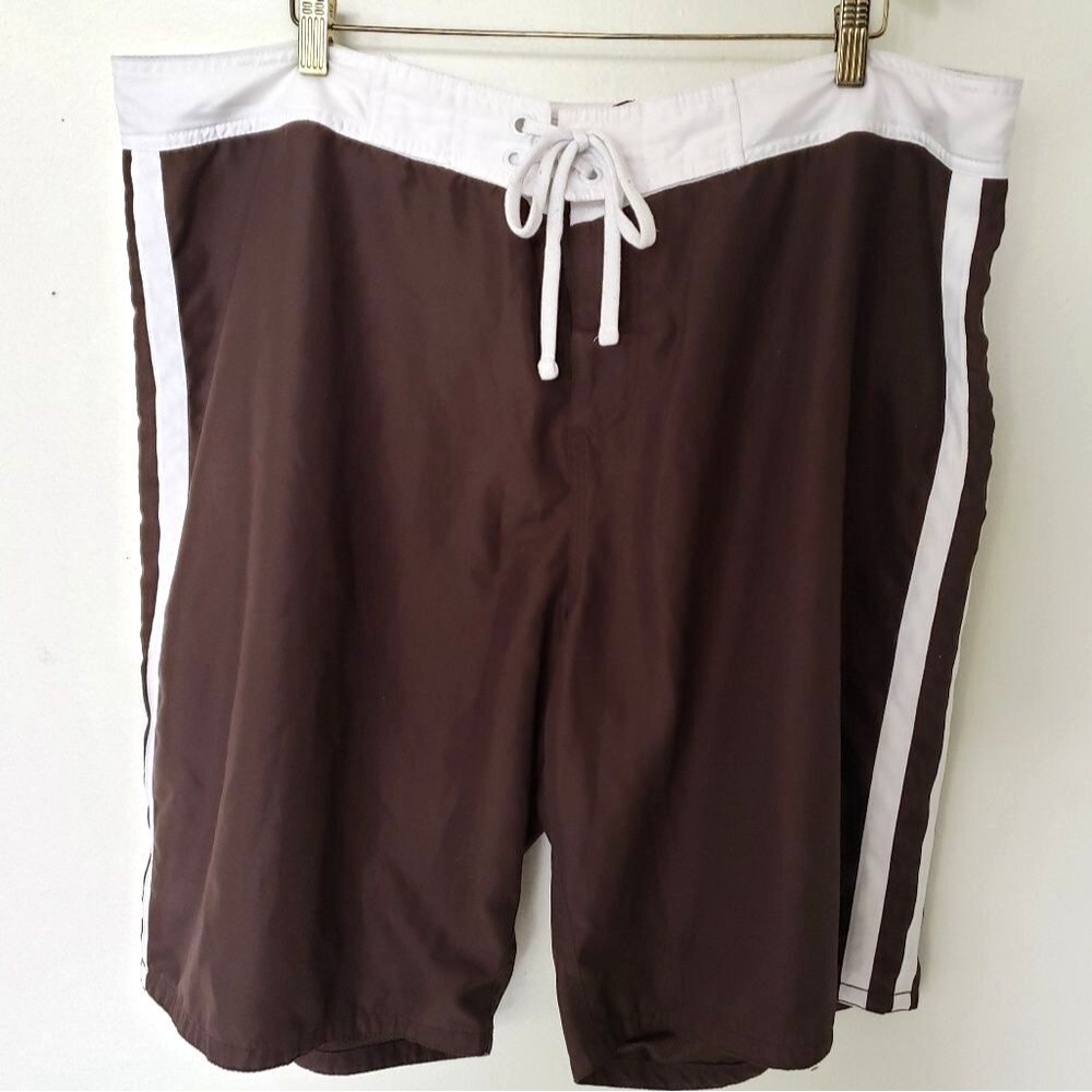 Old Navy Swim Trunks Mens‎ Size XXL Shorts Bathing Suit Chocolate Brown & White